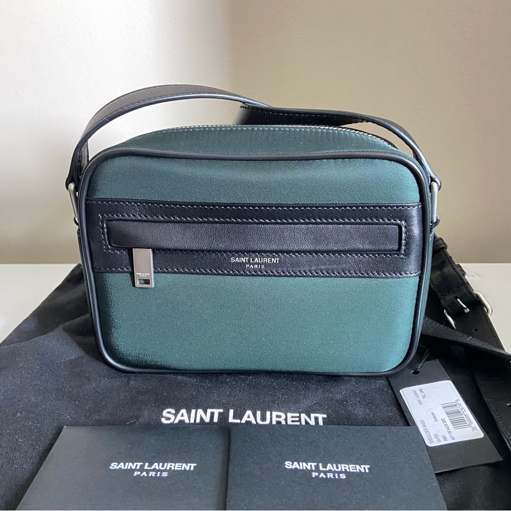 NWT Saint Laurent Camp Small Nylon and Leather Crossbody Camera Bag
